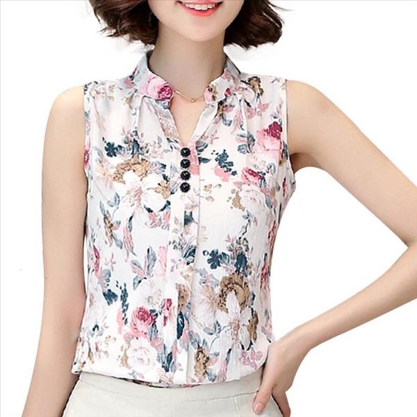 women summer casual sleeveless v neck fashion women blouse shirt chiffon print blouses ladies blusas good quality, White
women summer casual sleeveless v neck fashion women blouse shirt chiffon print blouses ladies blusas good quality, White