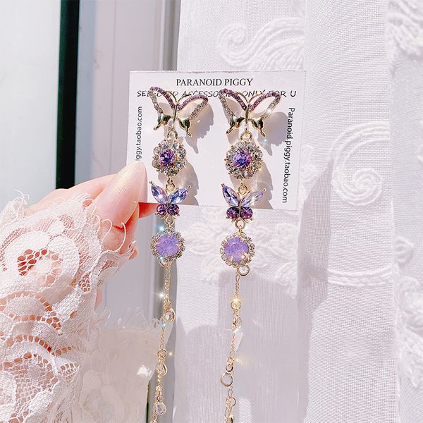 dangle & chandelier exquisite exaggerated long purple rhinestones butterfly flower earrings temperament fashion female jewelry accessories, Silver
dangle & chandelier exquisite exaggerated long purple rhinestones butterfly flower earrings temperament fashion female jewelry accessories, Silver
