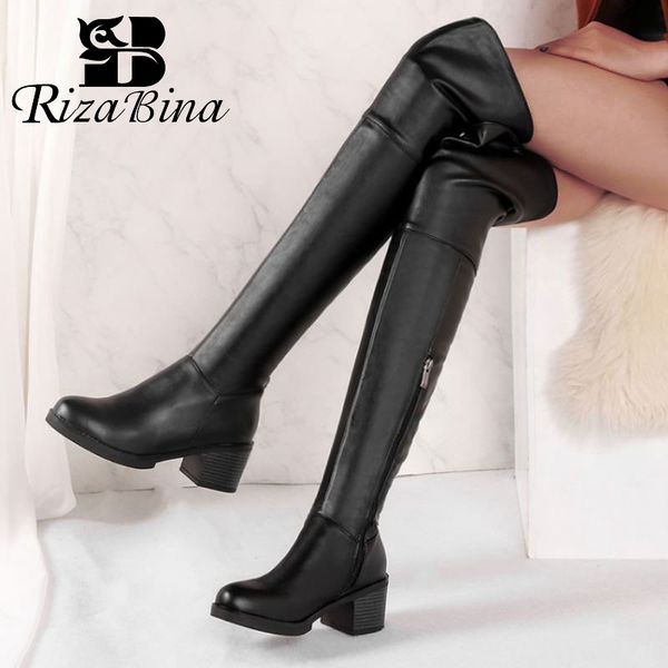 boots rizabina solid color women over the knee zipper round toe square heels shoes winter warm footwear size 34-43, Black 
boots rizabina solid color women over the knee zipper round toe square heels shoes winter warm footwear size 34-43, Black