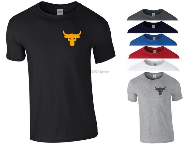 brahma bull t shirt pocket the rock project gym bodybuilding workout men top