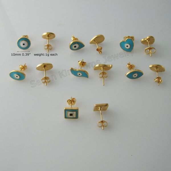 stud foromance/ 4 designs available evil eye face size around 0.39" - yellow gold gp overlay green enamel earring, Golden;silver
stud foromance/ 4 designs available evil eye face size around 0.39" - yellow gold gp overlay green enamel earring, Golden;silver