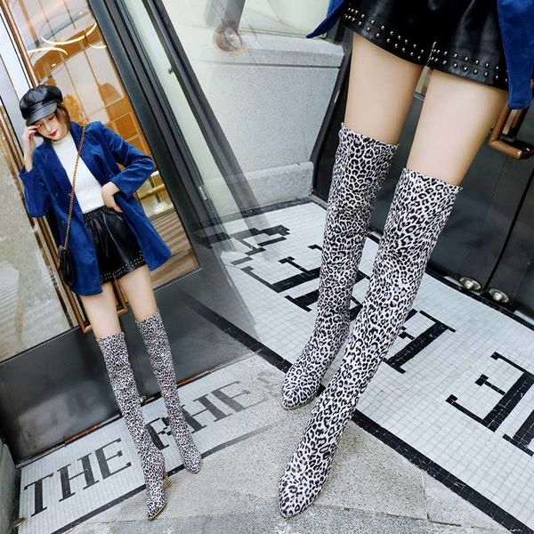 2020 fashion stretch knee high boots women leopard faux suede autumn high heel over the knee boots plush insole winter 42, Black
2020 fashion stretch knee high boots women leopard faux suede autumn high heel over the knee boots plush insole winter 42, Black