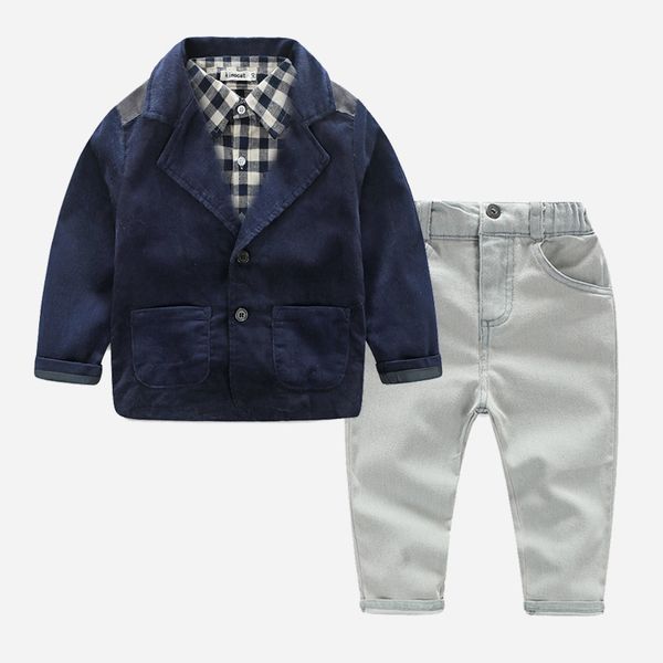 new spring and autumn boy gentleman long-sleeved suit small and medium-sized children's jeans set plaid shirt + sui, White
new spring and autumn boy gentleman long-sleeved suit small and medium-sized children's jeans set plaid shirt + sui, White
