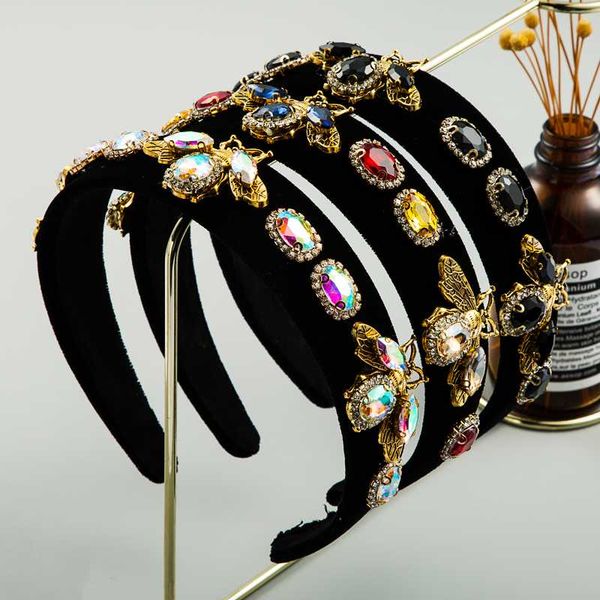baroque muti color crystal bee headband for woman luxury rhinestone black velvet turban hair band bridal wedding party hair hoop, Golden;silver
baroque muti color crystal bee headband for woman luxury rhinestone black velvet turban hair band bridal wedding party hair hoop, Golden;silver