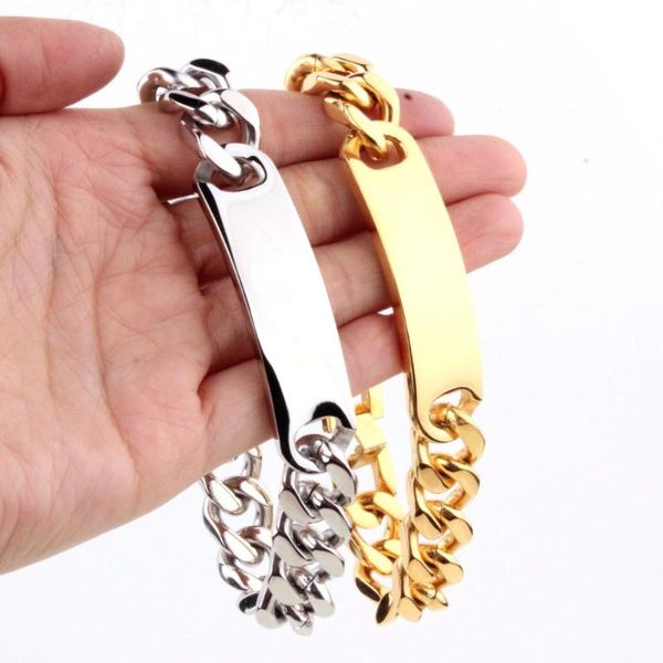 heavy hipper stainless steel gold/silver color smooth id cuban link chain bracelet men's boy's jewelry, Black
heavy hipper stainless steel gold/silver color smooth id cuban link chain bracelet men's boy's jewelry, Black