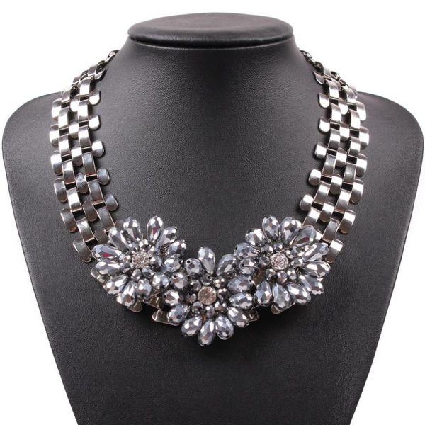 new design fashion black chain crystal beads flower pendant chain j style statement necklace jewelry for girls choker, Silver
new design fashion black chain crystal beads flower pendant chain j style statement necklace jewelry for girls choker, Silver