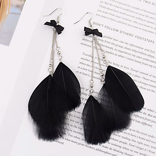 amader trendy black bow feather trendy earrings for women cute/romantic chain tassel bridal earrings holiday style hqe940, Silver
amader trendy black bow feather trendy earrings for women cute/romantic chain tassel bridal earrings holiday style hqe940, Silver