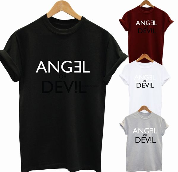 angel or devil funny slogan t shirt good or bad tee short sleeve tee shirt wholesale