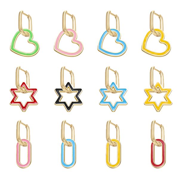 hoop & huggie zhukou 1 piece gold color small earrings with heart/star/rectangle charms women's jewelry model:ve211, Golden;silver
hoop & huggie zhukou 1 piece gold color small earrings with heart/star/rectangle charms women's jewelry model:ve211, Golden;silver
