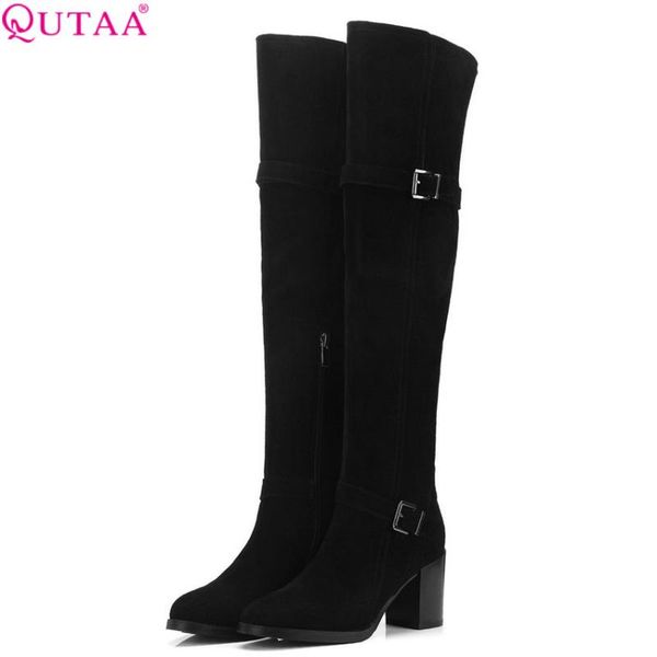 qutaa 2020 women over the knee high boots platform all amtch zipper winter boots cow suede shoes women big size 34-39, Black
qutaa 2020 women over the knee high boots platform all amtch zipper winter boots cow suede shoes women big size 34-39, Black
