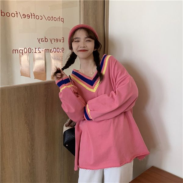 women's sweaters 2021 style autumn women striped v neck pullovers femme korean chic fashion all-match loose knit jumper, White;black
women's sweaters 2021 style autumn women striped v neck pullovers femme korean chic fashion all-match loose knit jumper, White;black
