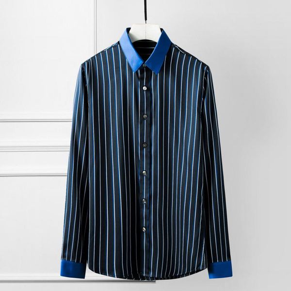 men's casual shirts men shirt luxury blue stripe long sleeve mens dress tencel cotton plus size 4xl slim fit man, White;black
men's casual shirts men shirt luxury blue stripe long sleeve mens dress tencel cotton plus size 4xl slim fit man, White;black