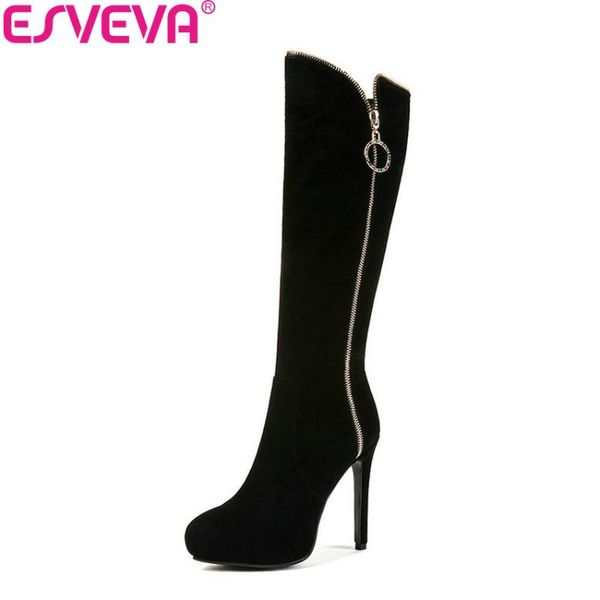 esveva 2020 women boots platform 2.5cm thin high heels zipper pointed toe winter shoes elegant shoes woman knee-high boots 34-43, Black
esveva 2020 women boots platform 2.5cm thin high heels zipper pointed toe winter shoes elegant shoes woman knee-high boots 34-43, Black