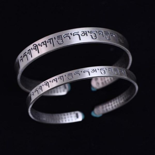 999 sterling silver sanskrit six words bangles for women men lovers opening lovers jewelry, Golden;silver
999 sterling silver sanskrit six words bangles for women men lovers opening lovers jewelry, Golden;silver