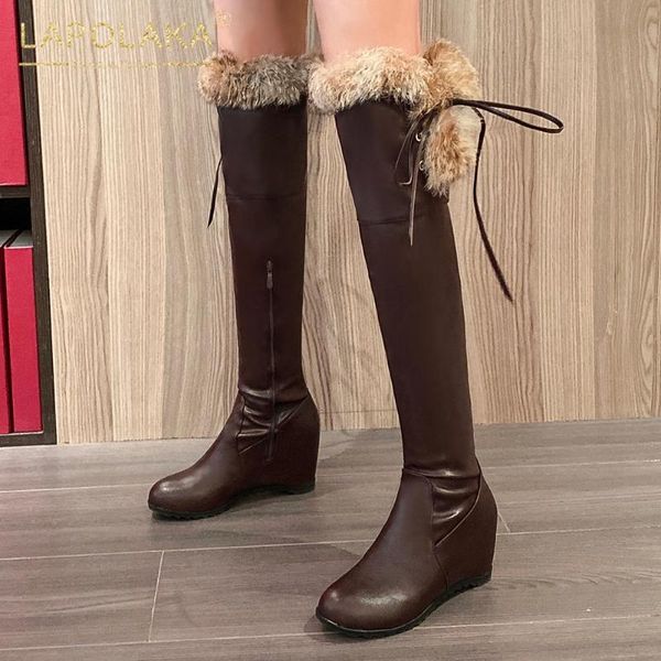 lapolaka 2020 new design autumn winter warm boots woman shoes wedge high heels zipper add fur over the knee boots ladies, Black
lapolaka 2020 new design autumn winter warm boots woman shoes wedge high heels zipper add fur over the knee boots ladies, Black