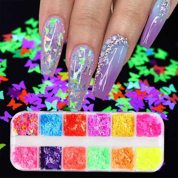12 grid fluorescence butterfly nail glitter colorful shiny chameleon sequins 3d neon uv gel decorations diy accessory sayhd, Silver;gold
12 grid fluorescence butterfly nail glitter colorful shiny chameleon sequins 3d neon uv gel decorations diy accessory sayhd, Silver;gold