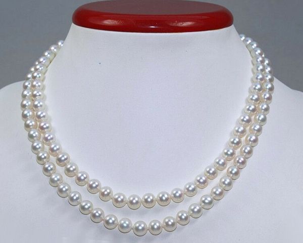 2 row 8-9mm white round freshwater cultured pearl necklace 17"-18" yellow clasp, Silver
2 row 8-9mm white round freshwater cultured pearl necklace 17"-18" yellow clasp, Silver