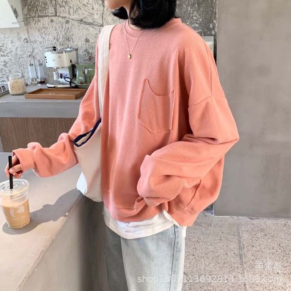 20 autumn new korean style fashion simple candy color pullovercandy pullover loose single pocket round neck pullover sweater for women u326, Black
20 autumn new korean style fashion simple candy color pullovercandy pullover loose single pocket round neck pullover sweater for women u326, Black