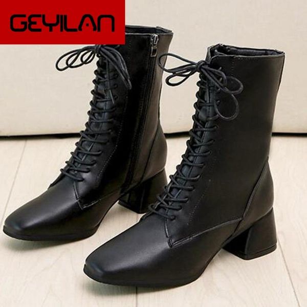 women ladies lace up fashion hoof heels winter med zipper middle shaft boots women covered classics pu leather boot buty damskie, Black
women ladies lace up fashion hoof heels winter med zipper middle shaft boots women covered classics pu leather boot buty damskie, Black