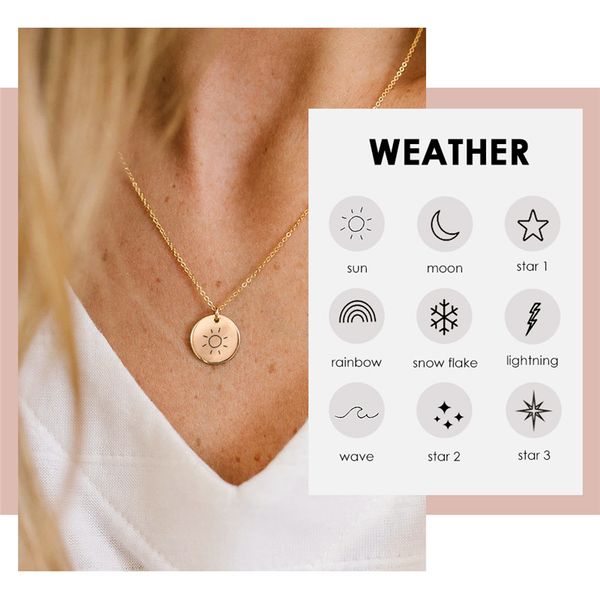visunion 316l stainless steel necklace dainty gold color necklace engraved weather sun lightening style for women engagement new, Silver
visunion 316l stainless steel necklace dainty gold color necklace engraved weather sun lightening style for women engagement new, Silver