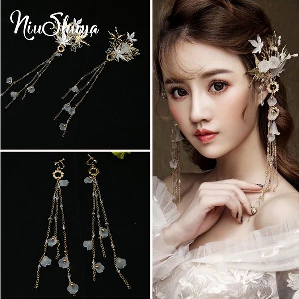 niushuya classical leaves hairpin hanfu hair clip hair accessories headdress long tassel cosplay handmade ornaments, Golden;silver
niushuya classical leaves hairpin hanfu hair clip hair accessories headdress long tassel cosplay handmade ornaments, Golden;silver
