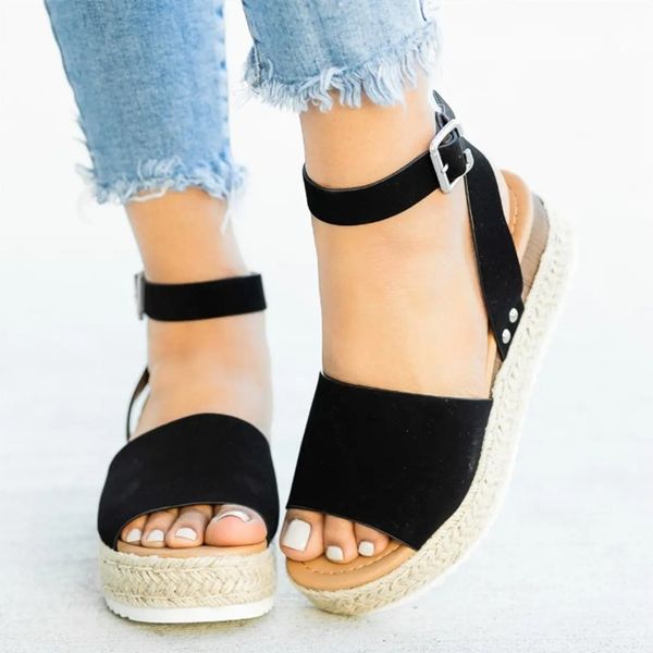 duzeala wedges shoes for women sandals plus size high heels summer shoes y200620, Black
duzeala wedges shoes for women sandals plus size high heels summer shoes y200620, Black
