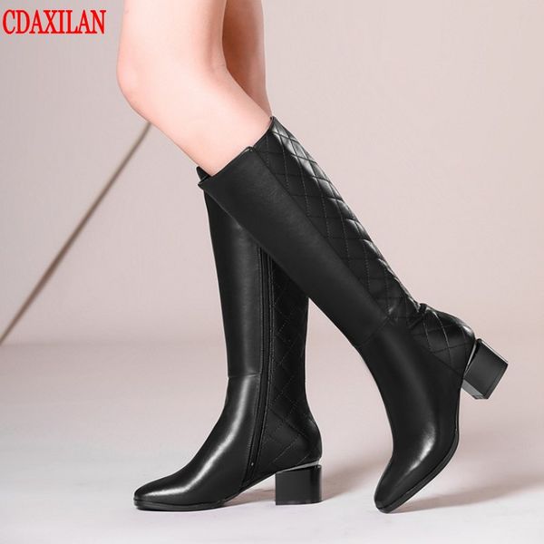 cdaxilan new to women's boots genuine cow patent leather side zipper knee-high boots mid-heels square toe witner warm shoe, Black
cdaxilan new to women's boots genuine cow patent leather side zipper knee-high boots mid-heels square toe witner warm shoe, Black