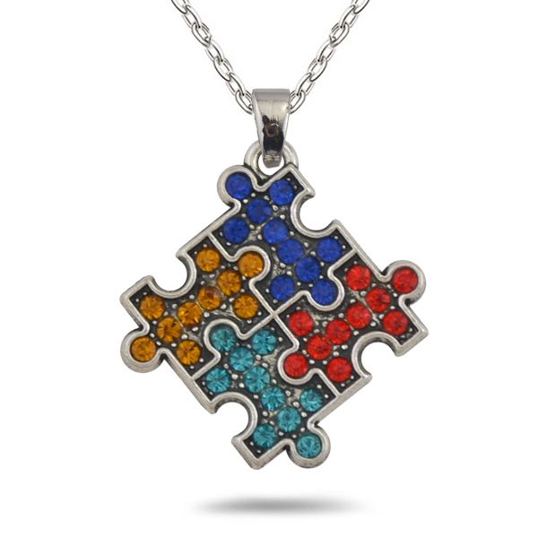 pendant necklaces my shape rhodium plated autism awareness jigsaw puzzle piece multicolor crystal paved fashion necklace jewelry, Silver
pendant necklaces my shape rhodium plated autism awareness jigsaw puzzle piece multicolor crystal paved fashion necklace jewelry, Silver