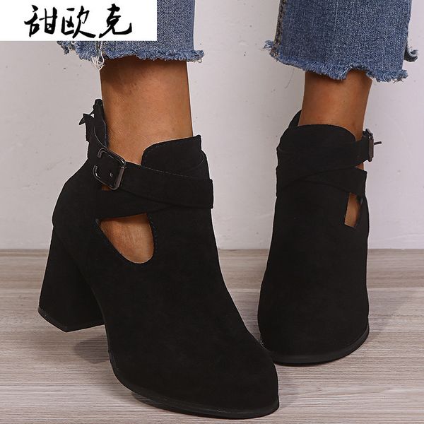 boots 2021 winter women's round head zipper buckle high-heeled short shoes mujer ankle, Black
boots 2021 winter women's round head zipper buckle high-heeled short shoes mujer ankle, Black