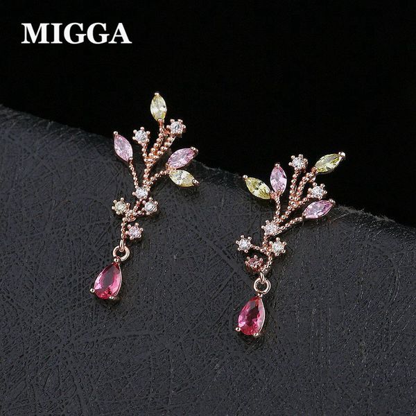 migga designer multicolor stone cubic zircon earrings for women rose gold color branch water drop dangler, Silver
migga designer multicolor stone cubic zircon earrings for women rose gold color branch water drop dangler, Silver