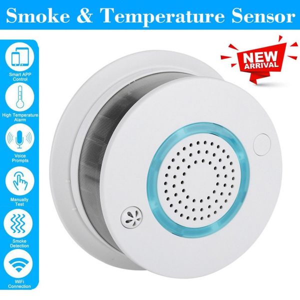 smartyiba smart wireless wifi+app fire smoke & temperature sensor wireless smoke temperature detector home security alarm system, Black;white
smartyiba smart wireless wifi+app fire smoke & temperature sensor wireless smoke temperature detector home security alarm system, Black;white