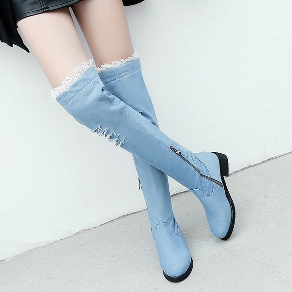 ymechic winter denim hole hollow knight over knee boots женщин med блок каблука синий черный ladies езда сапоги выше колен плюс размер, Black
ymechic winter denim hole hollow knight over knee boots женщин med блок каблука синий черный ladies езда сапоги выше колен плюс размер, Black