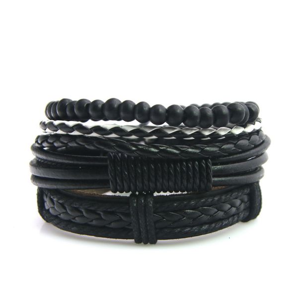 charm bracelets 4pcs/set leather men jewelry black braid bangles punk wristband male drop gift, Golden;silver
charm bracelets 4pcs/set leather men jewelry black braid bangles punk wristband male drop gift, Golden;silver