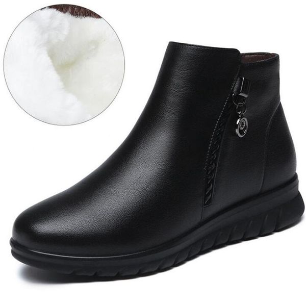 high-end full cowhide warm snow boots mother leather shoes flat boots fashion comfort warm winter big size women, Black
high-end full cowhide warm snow boots mother leather shoes flat boots fashion comfort warm winter big size women, Black