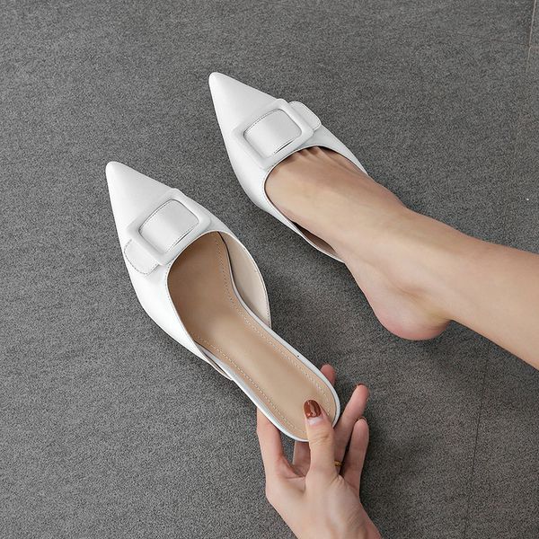 genuine leather pointed toe mules shoes women fashion buckle kitten heel flip flop female slippers 2020 spring new shoes white, Black
genuine leather pointed toe mules shoes women fashion buckle kitten heel flip flop female slippers 2020 spring new shoes white, Black
