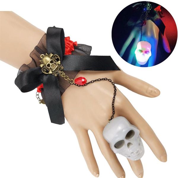 fashion lace skeleton head glowing bracelet skeleton luminous charm bracelet halloween costume accessories 2020 new products, Golden;silver
fashion lace skeleton head glowing bracelet skeleton luminous charm bracelet halloween costume accessories 2020 new products, Golden;silver