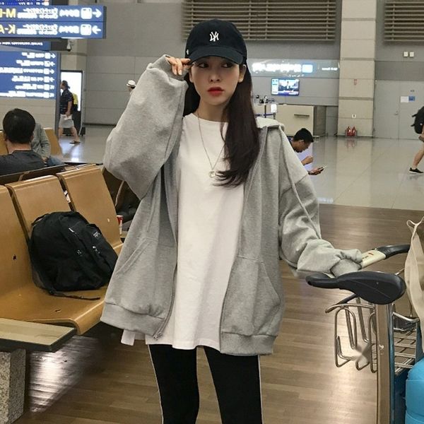 women's hooded sweater 2020 autumn zipper single single coatcardigan solid color simple coat casual loose comfortable coat for women in, Black
women's hooded sweater 2020 autumn zipper single single coatcardigan solid color simple coat casual loose comfortable coat for women in, Black