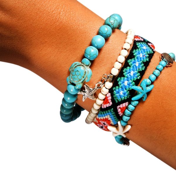 4 pieces summer charm bracelet set handmade unique design friendship bohemian weave wrap bracelets femme, Golden;silver
4 pieces summer charm bracelet set handmade unique design friendship bohemian weave wrap bracelets femme, Golden;silver