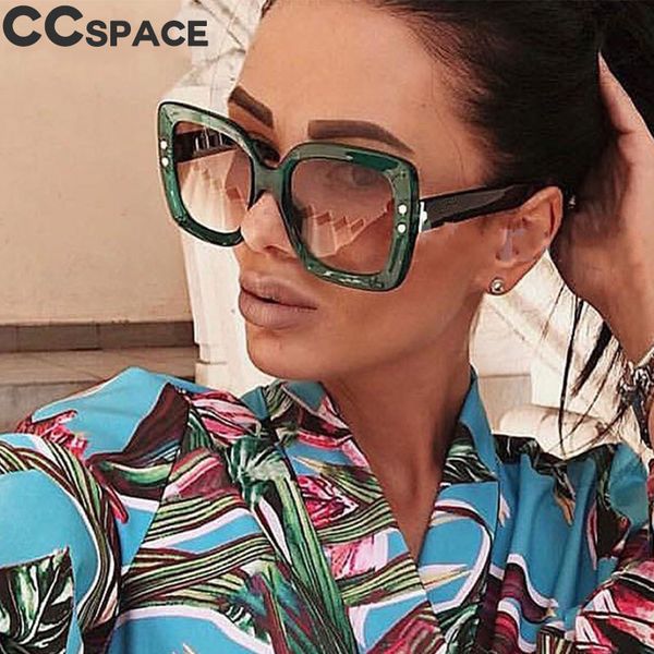 45393 women transparent green frame sunglasses square rivet brand glasses fashion shades, White;black
45393 women transparent green frame sunglasses square rivet brand glasses fashion shades, White;black