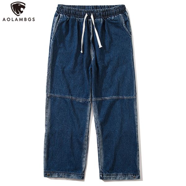 men's jeans aolamegs washed patchwork solid denim pants men casual elastic waist straight trousers loose retro fashion streetwear, Blue
men's jeans aolamegs washed patchwork solid denim pants men casual elastic waist straight trousers loose retro fashion streetwear, Blue