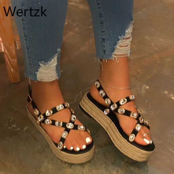 wertzk 2020 platform sandals handmade rhinestones summer open toe sandals women comfortable plus size 35-43 black geige b537
wertzk 2020 platform sandals handmade rhinestones summer open toe sandals women comfortable plus size 35-43 black geige b537