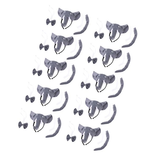 10 sets fabric gray elephant headband bow tie tail children cosplay dressing up holiday costume accessory, Blue
10 sets fabric gray elephant headband bow tie tail children cosplay dressing up holiday costume accessory, Blue