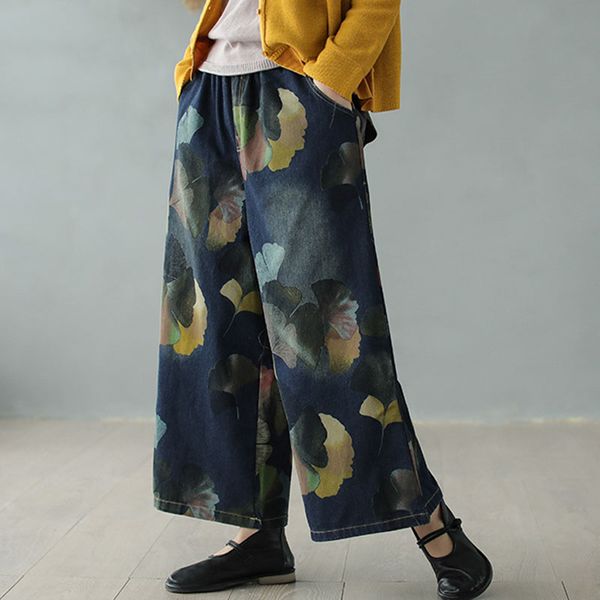 women's jeans johnature 2021 women full length elastic mid waist retro printed denim wide leg pants spring loose plus size all-match, Blue
women's jeans johnature 2021 women full length elastic mid waist retro printed denim wide leg pants spring loose plus size all-match, Blue