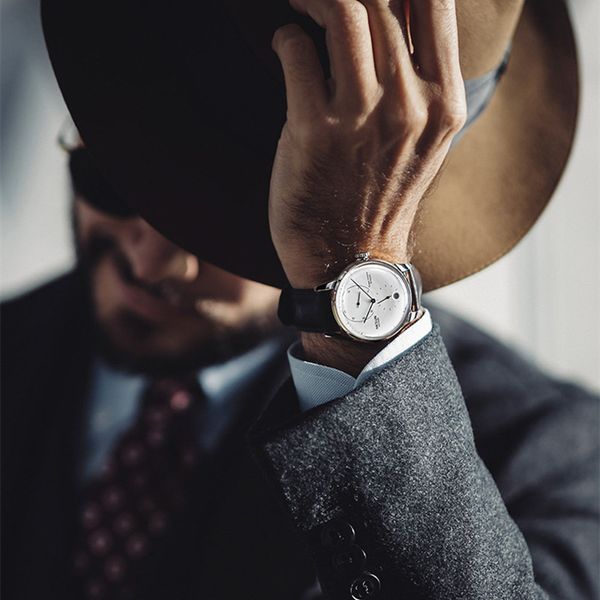 wristwatches 2.5d curved glass gentlemen dress watches automatic self-wind milanese wrist watch calendar mechanical british wind montre, Slivery;brown
wristwatches 2.5d curved glass gentlemen dress watches automatic self-wind milanese wrist watch calendar mechanical british wind montre, Slivery;brown