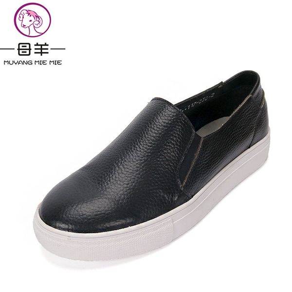 spring and autumn women shoes genuine leather platform shoes woman loafers casual flat round toe single women flats, Black
spring and autumn women shoes genuine leather platform shoes woman loafers casual flat round toe single women flats, Black