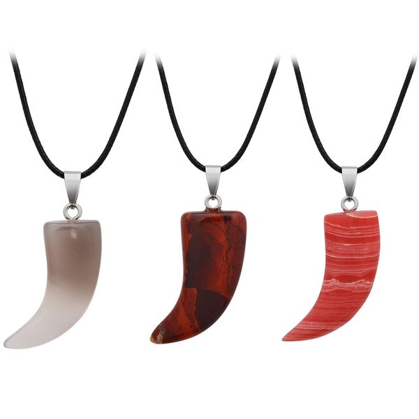 chains men natural crystal wolf fang tooth pendant necklace punk cool black rope quartz teeth choker energy fashion jewelry, Silver
chains men natural crystal wolf fang tooth pendant necklace punk cool black rope quartz teeth choker energy fashion jewelry, Silver
