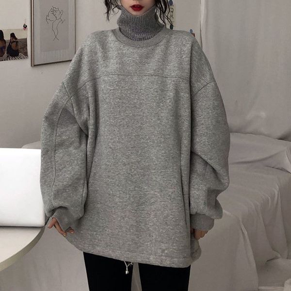 hoodies women thicker fleece solid false two-piece turtleneck pocket loose oversize hoodie female leisure sweatshirt pullover, Black
hoodies women thicker fleece solid false two-piece turtleneck pocket loose oversize hoodie female leisure sweatshirt pullover, Black