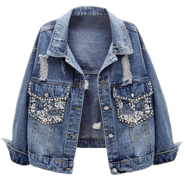 heavy industry diamond beaded hole denim jacket women short loose bf style spring and autumn new jeans coat, Black;brown
heavy industry diamond beaded hole denim jacket women short loose bf style spring and autumn new jeans coat, Black;brown