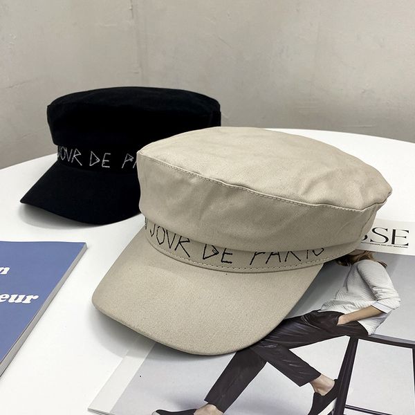 fashion retro letter embroidered women summer street trendsetter korean version versatile duck tongue cap octagonal beret, Blue;gray 
fashion retro letter embroidered women summer street trendsetter korean version versatile duck tongue cap octagonal beret, Blue;gray