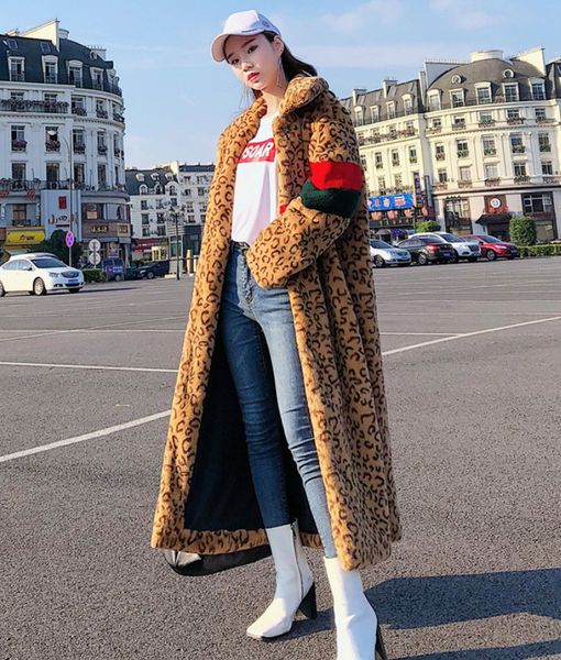 women winter luxurious leopard fur coat warm long parkas female turn down collar plush coat plus size faux fur jacket, Black
women winter luxurious leopard fur coat warm long parkas female turn down collar plush coat plus size faux fur jacket, Black